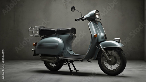 Classic vintage scooter presented in a minimalist studio environment, emphasizing its design and elegance photo