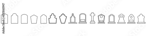 Gravestone icon vector set. Grave illustration sign collection. Tombstone symbol. Rip logo.