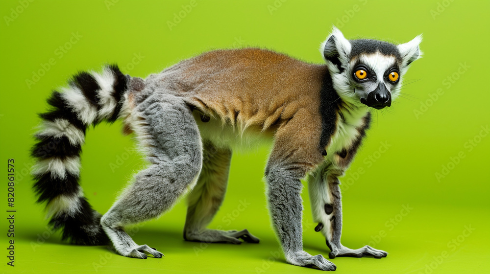 Obraz premium Ring-Tailed Lemur Standing on Hind Legs