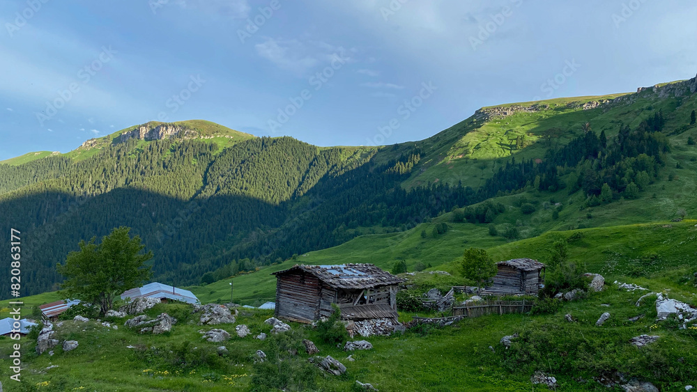 artvin plateau house above the clouds blue clear sky