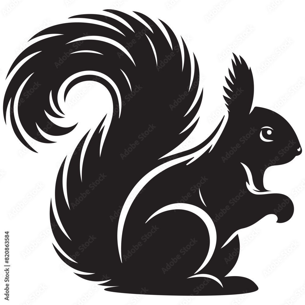 Squirrel Silhouette Vector Illustration White Background Squirrel Silhouette Vector Illustration White Background