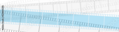 Light blue and grey filmstrips abstract background. Vector banner design