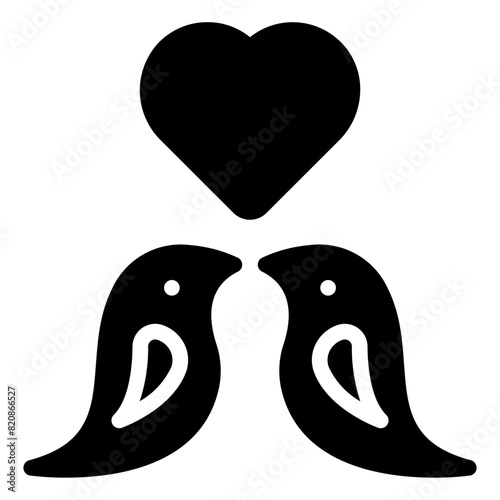 Love Birds Icon in Solid Style