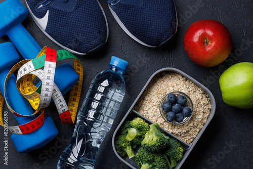 Healthy food and fitness items