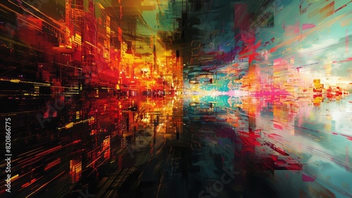 Spectrum overload in fractured digital art