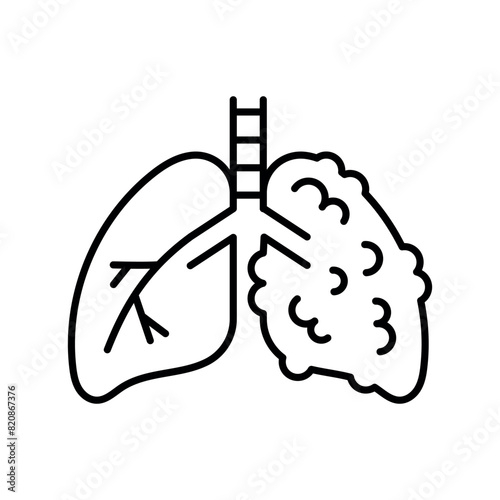 COPD line black icon. Human disease sign for web page, mobile app,