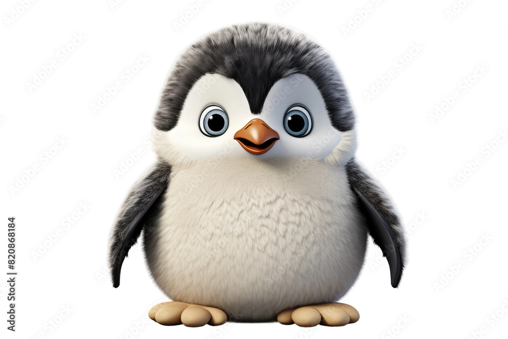 Fototapeta premium The Adorable Penguins Dance on a Blank Canvas on Transparent PNG Background...