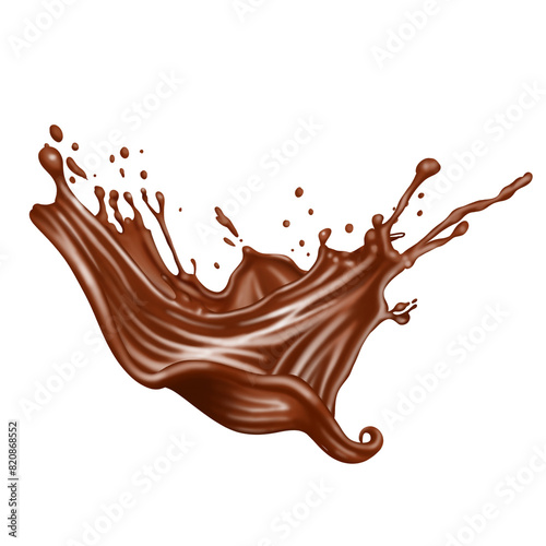 Chocolate isolated splashes wave with clipping path