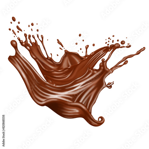 Chocolate isolated splashes wave with clipping path