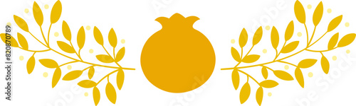 Golden pallete pomegranate floral decorative element