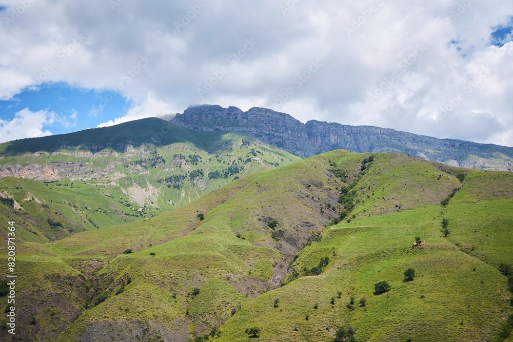 Caucasian mountains, high peaks. Natural landscape
