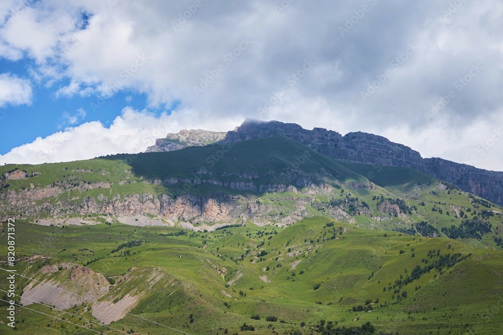 Caucasian mountains, high peaks. Natural landscape Caucasian mountains, high peaks. Natural landscape