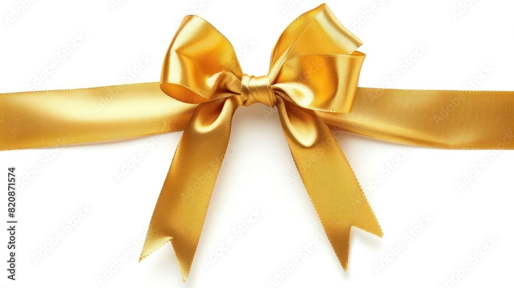 Gold ribbon with bow isolated on white Gold ribbon with bow isolated on white