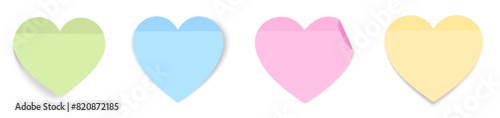 post-its hearts diferent colors horizontal