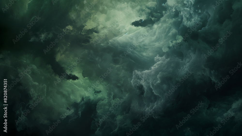 Fototapeta premium Background of Renaissance Dark Stormy Clouds: Brooding Cyan Teal Turquoise Nightfall Chiaroscuro