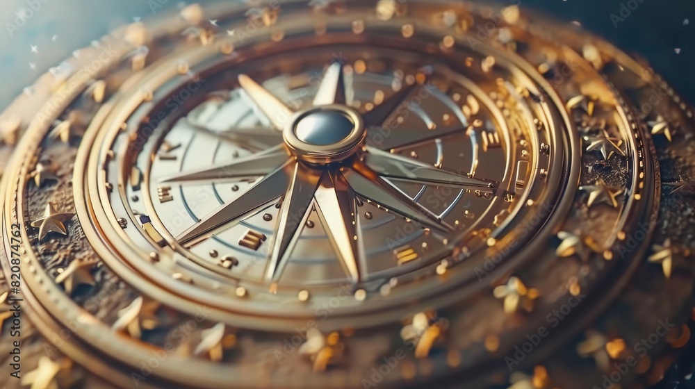 Fototapeta premium Astronaut with compass, navigating space with stars as backdrop