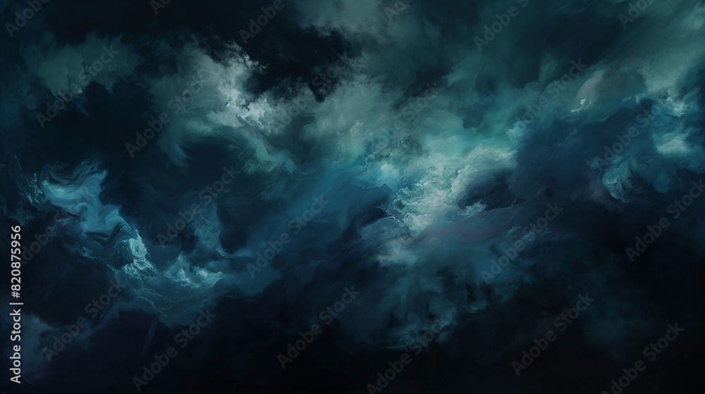 Background of Renaissance Dark Stormy Clouds: Brooding Cyan Teal Turquoise Nightfall Chiaroscuro Background of Renaissance Dark Stormy Clouds: Brooding Cyan Teal Turquoise Nightfall Chiaroscuro
