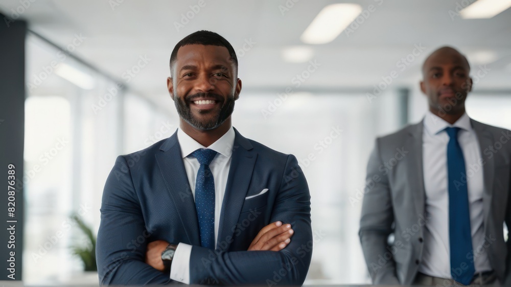 African American businessman in formal wear portrait of confident businessman in the modern office, Portrait of a smiling middle aged businessman African American businessman in formal wear portrait of confident businessman in the modern office, Portrait of a smiling middle aged businessman