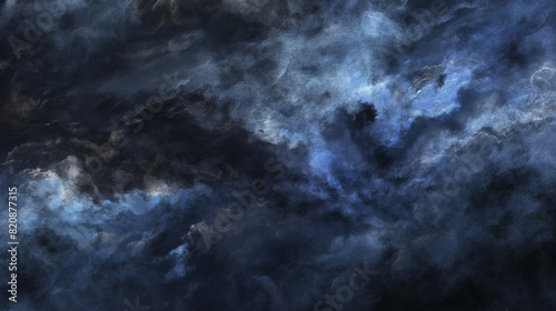Background of Renaissance Dark Stormy Cloud Painting  Blue  Sapphire  Menacing Colors in Evening Dramatic Style 