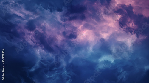 Background of Renaissance Dark Stormy Cloud Painting: Black, Purple, Lavender, Lilac Evening in Expressive Style © GoonDuLagoon