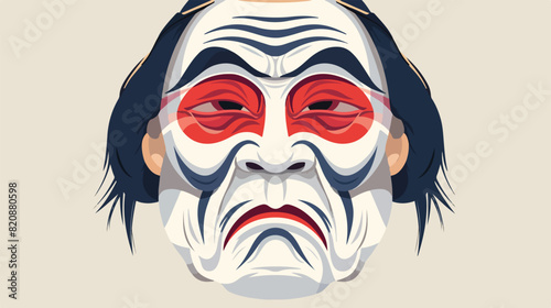 Hyottoko Japanese comical noh mask of Kabuki theater.