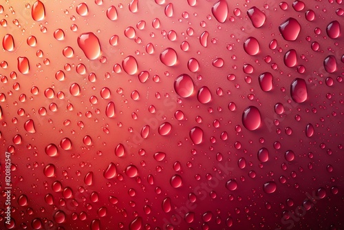 Background of bright red gradient with water droplets texture. Generative Ai