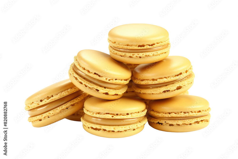 The Golden Tower: A Heavenly Heap of Yellow Macarons on Transparent PNG Background... The Golden Tower: A Heavenly Heap of Yellow Macarons on Transparent PNG Background...