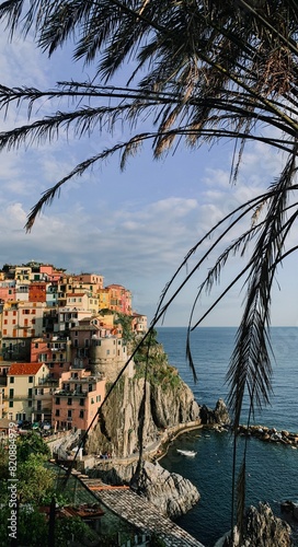 old tourist vintage town in italy near the sea and mountains