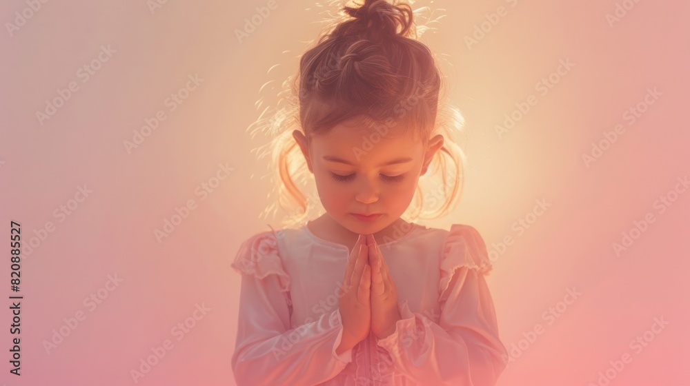 religious angel kid little girl praying to god holy light, ai religious angel kid little girl praying to god holy light, ai
