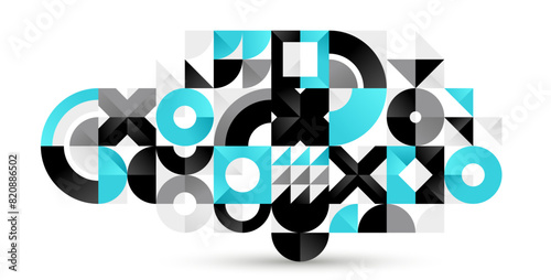 Abstract vector tiling geometric background, Bauhaus style tiles for interior bathroom wallpaper, art style modular geometrical backdrop.