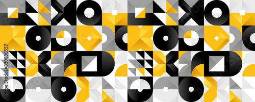 Seamless vector abstract background in yellow color, geometric seamless pattern, tiling endless wallpaper with geometrical shapes structure.