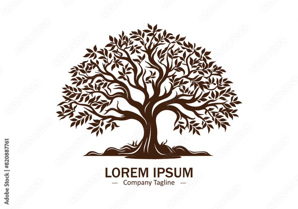 Tree brown branches plant logo icon vector silhouette