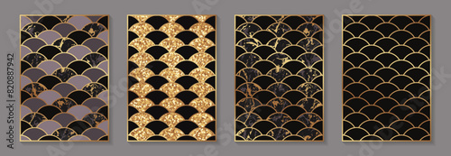 Modern luxury elegant backgrounds design with golden circles and glitter in chinese or asian style.