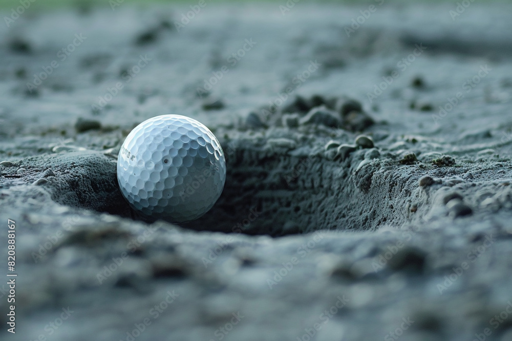Close-up of golf ball near the hole the moment Close-up of golf ball near the hole the moment