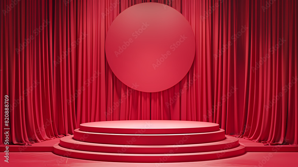 3D rendering red podium