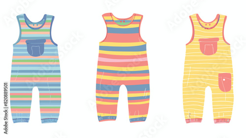 Kids summer jumpsuit. Modern childs clothes with stri