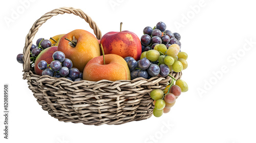 Fruit basket isolated on a transparent background  PNG  Ai