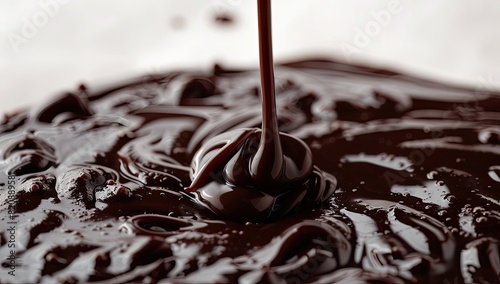 Liquid chocolate cascades smoothly, a decadent stream of indulgence.