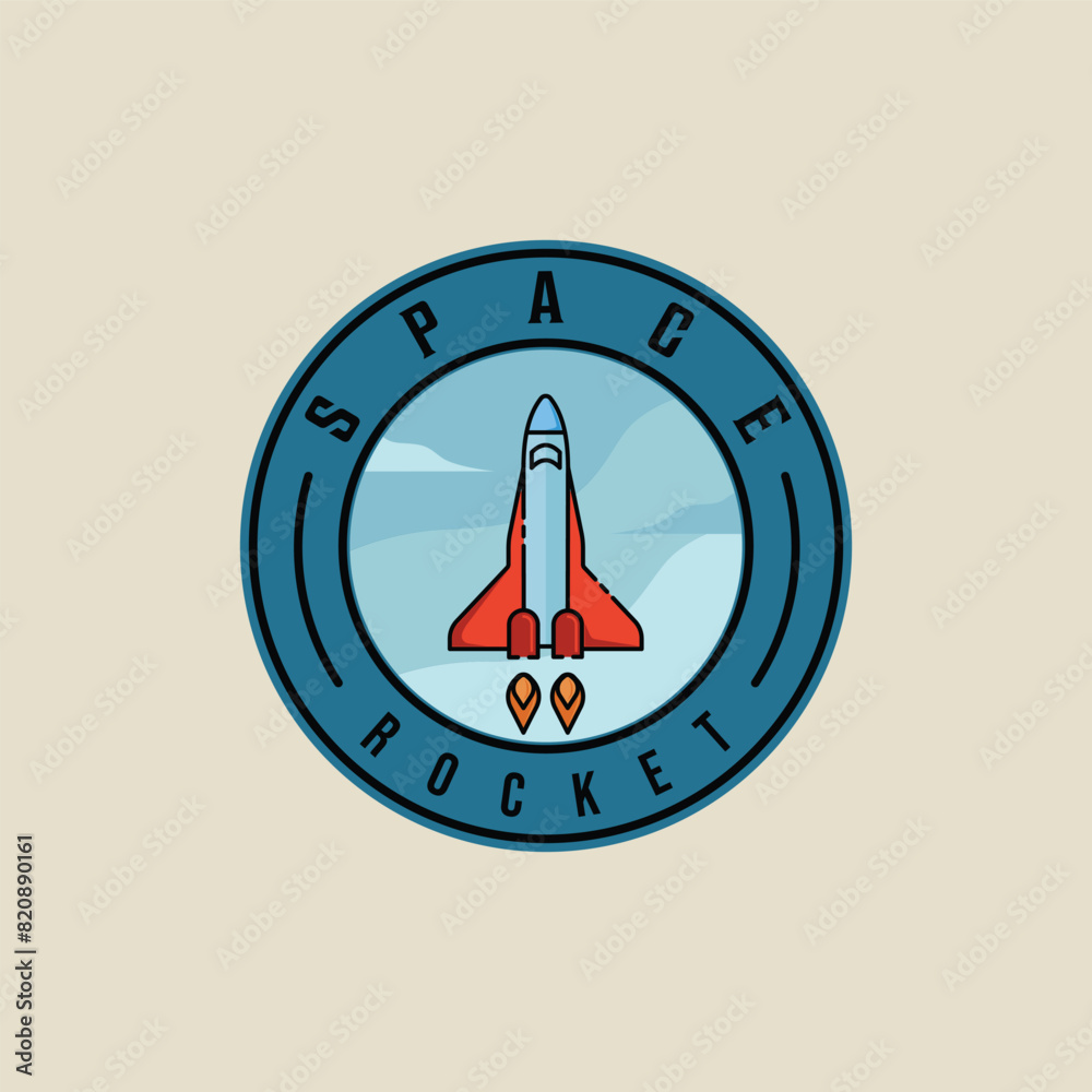 rocket space ship emblem logo vector illustration template graphic