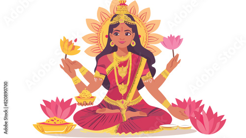 Lakshmi goddess of Hinduism India. Divine Laxmi Indian