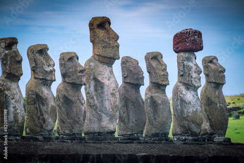 moais in Tongariki, Rapa Nui, Easter Island