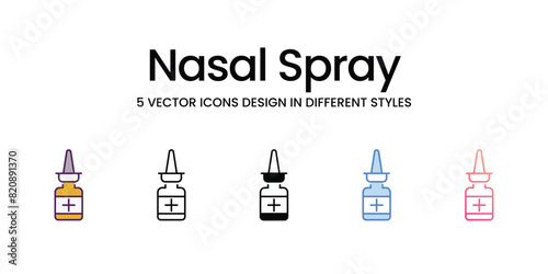 Nasal Spray Icons different style vector stock illustration