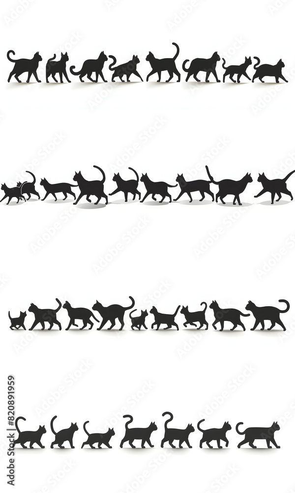 black silhouette of cats illustration icon vector for logo, isolated on white background