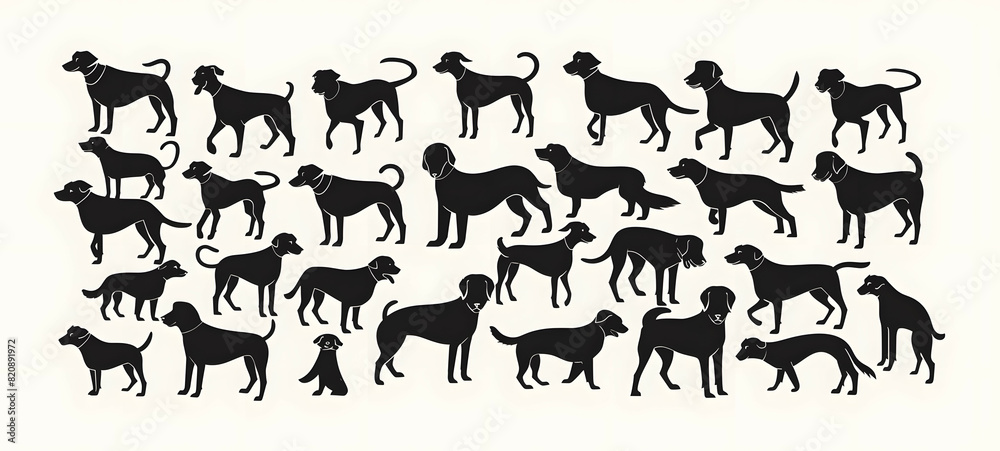 black silhouette of dogs illustration icon vector for logo, isolated on white background black silhouette of dogs illustration icon vector for logo, isolated on white background