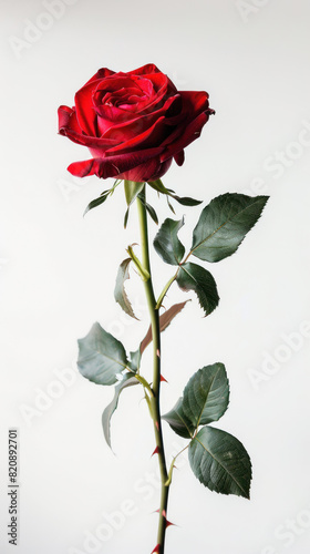 a beautiful red rose in on a white background