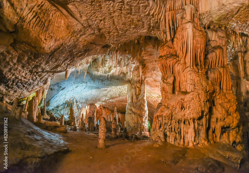 Landscape View Of The Beautiful And Amazing Stalactites On The Trails Of Postojna Cave Park, Postojna , Slovenia