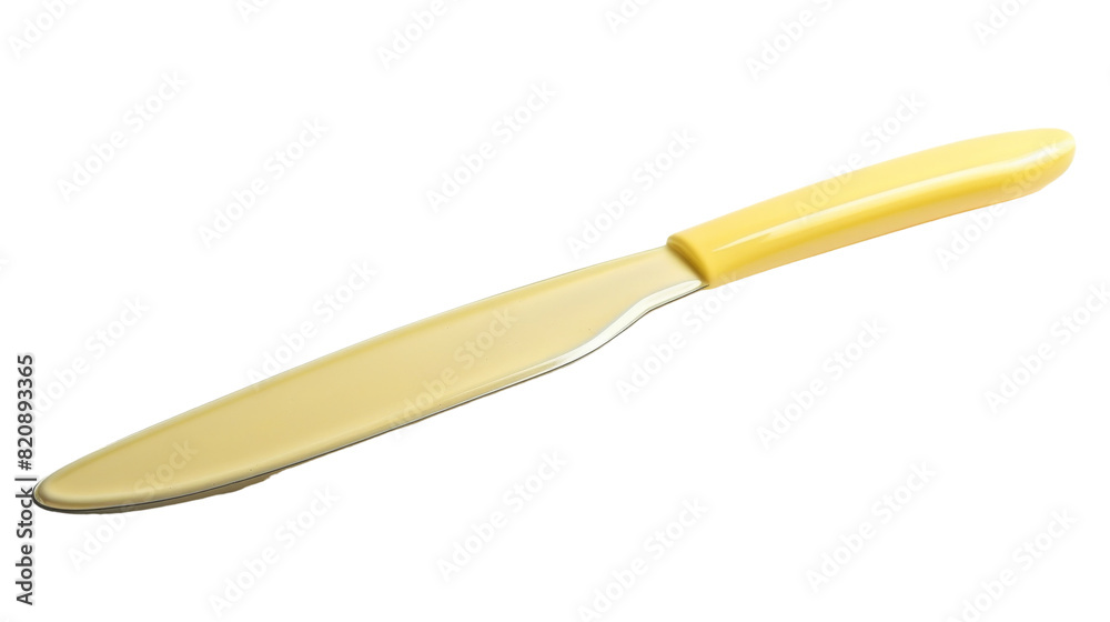 Luminous Blade: A Vibrant Yellow Knife Shining on White Luminous Blade: A Vibrant Yellow Knife Shining on White