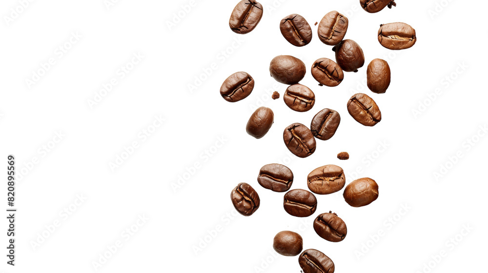 Naklejka premium Dance of Coffee Beans in the Air