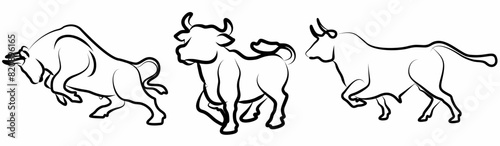 collection of bull logo vector design silhouette illustrations