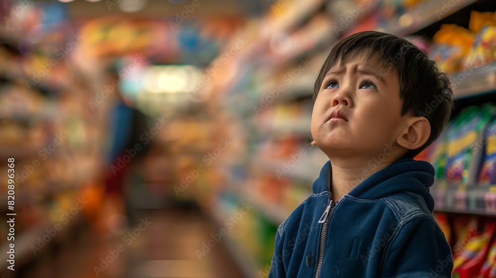 a sad child is left in the middle of a supermarket a sad child is left in the middle of a supermarket